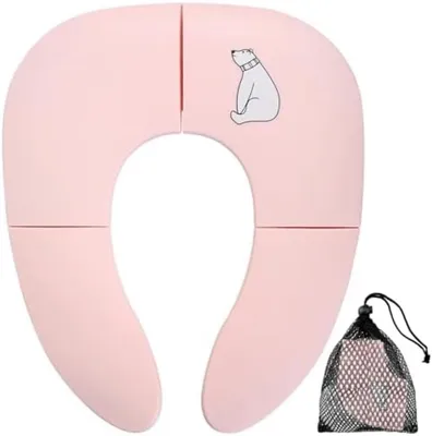 Productafbeelding van PromoHome® Opklapbare kindertoiletbril – Compact en veilig, roze, 34 x 29 cm
