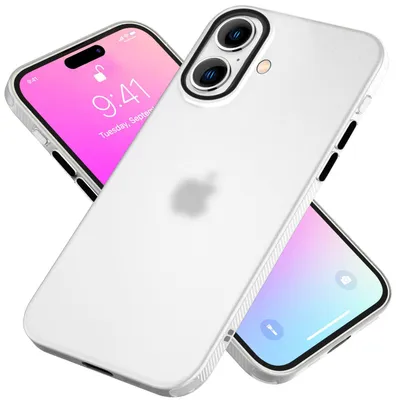 Zdjęcie produktu dla Etui silikonowe NALIA do iPhone 16 – Matowe i antypoślizgowe, miękka w dotyku – ASTRON (elastyczne etui TPU, odporne na wstrząsy) – marka z Berlina – Białe, przezroczyste