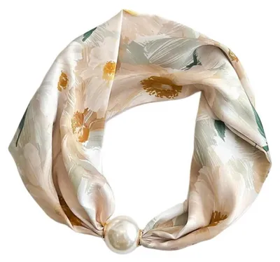 Immagine prodotto di Sciarpa da donna con chiusura magnetica, ideale per la primavera e l'autunno, con un piccolo motivo quadrato e un design elegante