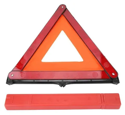Image de Triangle de signalisation réfléchissant pliable, rouge, de 43x39 cm, avec base en métal