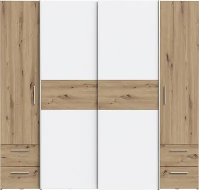 Produktbild von Kleiderschrank >KAPAZA< in Weiss / Artisan Eiche - 200,1x190,5x61,2cm (BxHxT)