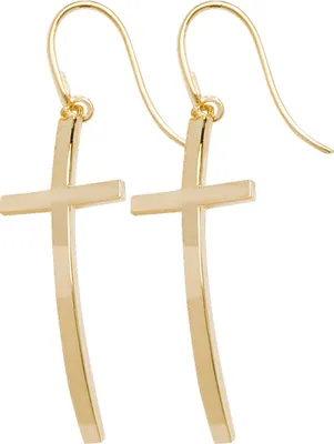 Image de Boucles d'Oreilles Femme Croix Or 375/1000 - 33mm*9mm; TRS20304