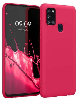 Produktbild von kwmobile Handyhülle für Samsung Galaxy A21s Hülle - TPU Case - Kabelloses Laden - Schutzhülle Cover in Neon Pink