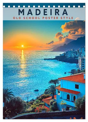 Produktbild von Madeira - Old School Poster Style (Tischkalender 2027 DIN A5 hoch), CALVENDO Monatskalender