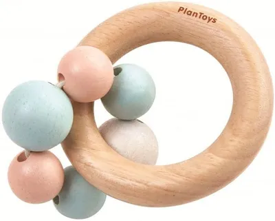 Produktbild von Plan Toys Holzrassel mit Pastellperlen