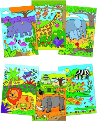 Produktbild von Galt Water Magic Safari, 6 Seiten, Junge/Mädchen, Marker enthalten, Bilder-Set zum Ausmalen