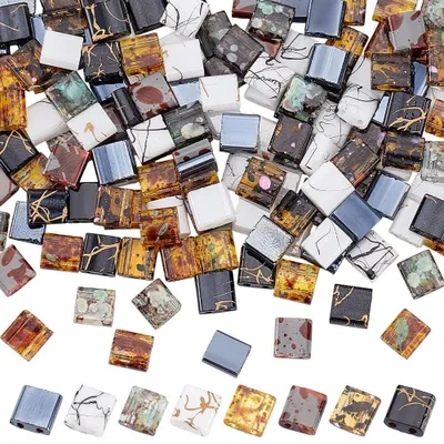 Productafbeelding van Tila Kralen 160 Stuks - 8 Kleuren - Dubbel Gat - Platte Kralen - Glaskralen - Voor Sieraden en Ambachten - Glas Kralen