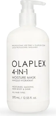 A white pump bottle of Olaplex 4-in-1 Moisture Mask.