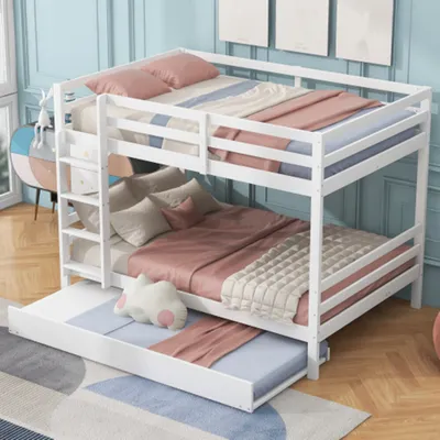 Produktbild von Etagenbetten, Kinderbetten, Etagenbetten mit Ausziehbett, Hohe Geländer, Treppe, 140*200cm