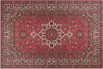 Imagen del producto de Alfombra floral roja – Alfombra de vinilo – 150x225 cm – Alfombra para exteriores – Para terraza – Resistente a la intemperie – Diseño moderno