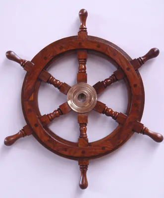 Produktbild von Deko Steuerrad Steuerruder Schiff Holz Maritim 46 cm