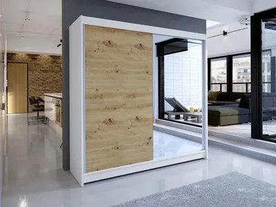 Obrázok produktu pre Šatníková skriňa so zrkadlom 180 cm VILMA 1 - dub artisan / biela