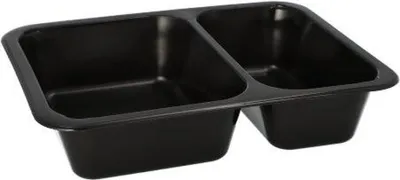 Produktbild von Mehrweg-Menüschalen PP 2-geteilt 4,5 cm x 22,7 cm x 17,8 cm schwarz