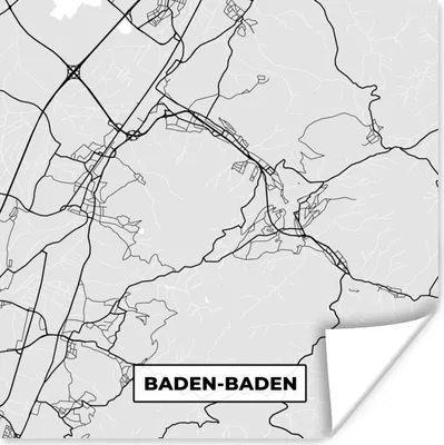 Produktbild von MuchoWow® Poster Deutschland - Baden-Baden - Karte - Stadtplan - Wegbeschreibung 50x50 cm - Wohnzimmerdekoration