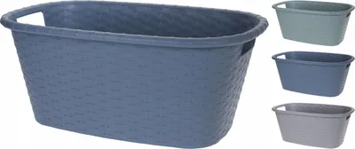 Produktbild von Home & Styling Wäschekorb, Rattan-Design, oval, Kunststoff, Grau (Gunpowder Grey)