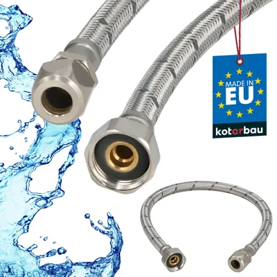 Produktbild von KOTARBAU® Flexschlauch Wasserschlauch 50cm Panzerschlauch 1/2“x3/8“ ÜM x Quetsch Anschlussschlauch für Armatur & Sanitär Schlauch Für Wasserhahn