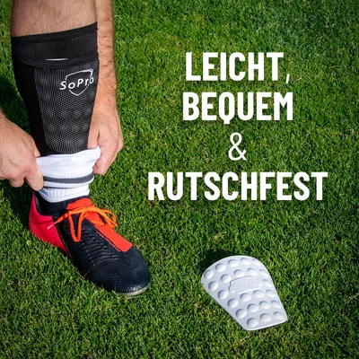 Produktbild von SoPro Schienbeinschoner Fußball für Kinder & Erwachsene inkl. Socken - 158 x 110 x 5 mm - für Herren & Damen - Germany