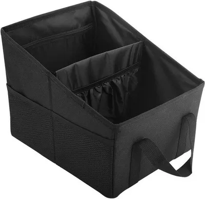 Imagen del producto de Organizador de coche plegable Unyqoos® con asas de transporte, compartimentos y separador desmontable, antideslizante, fabricado en Oxford resistente al agua y reforzado, dimensiones: 25 x 31 x 25 cm