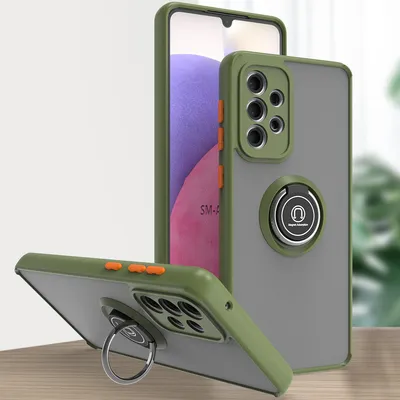 Produktbild von Samsung A33 5G Hülle, Ring Halter Ständer Matte Transluzent TPU Rahmen Stoßfest Schutzhülle für Samsung Galaxy A33 5G Grün