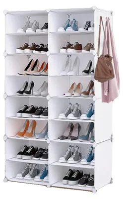 Image de Étagère à chaussures, 8 compartiments, montage facile, BLANC