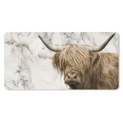Produktbild von MuchoWow® Mauspad Mousepad Schottischer Highlander - Tiere - Marmor 60x30 cm - Mousepads - Maus Mat - Pad - Mausunterlage - Nachhaltig