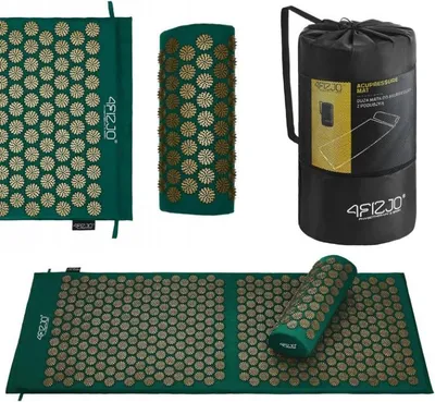 Obrázok produktu pre 4FIZJO Veľká akupresúrna podložka s vankúšom XL, zeleno-zlatá