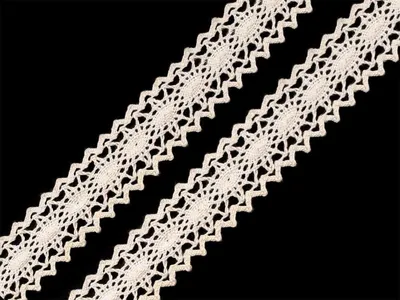 1 m Klöppelspitze Spitzenborte Borte Baumwollborte 23mm breit, creme