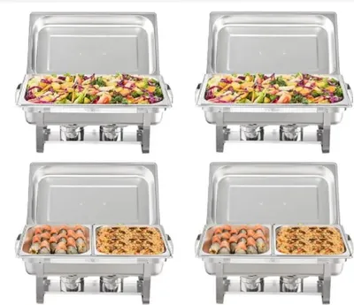Produktbild von Buffet Warmhaltebehälter - Chafing Dish Set 8 QT - Edelstahl - Speisenwärmer für Catering & Party - 4er Pack