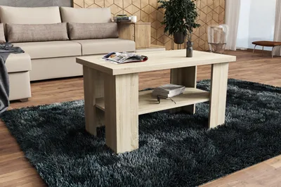 Produktbild von Couchtisch - Kaffeetisch - Beistelltisch - Wohnzimmertisch - Eiche Sonoma - 90 x 50 cm - Skandinavisches Design - Modulares Möbelstück - Modern