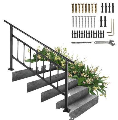 Obrázok produktu pre VEVOR zábradlie schodiska zábradlie balkóna kované železo67,8 cm 1-4 kroky