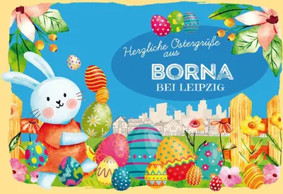Produktbild von vianmo Holzschild 20x30 cm Ostergrüße BORNA bei Leipzig Ostern