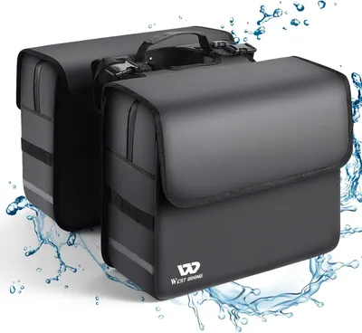 Image de Sacs de transport pour porte-bagages de vélo, étanches, lot de 2, noirs, pour vélo