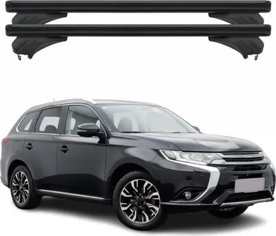 Image de Barres de toit Menabo pour Mitsubishi Outlander Phev 2014-2025 Aluminium Noir 2 pièces