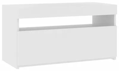 Produktbild von TV Board Lowboard mit LED Beleuchtung Fernsehschrank TV Schrank mit 4 Regalfächern für Wohnzimmer und Schlafzimmer mit viel Stauraum 2 Weiß 75 x 35 x 40 cm