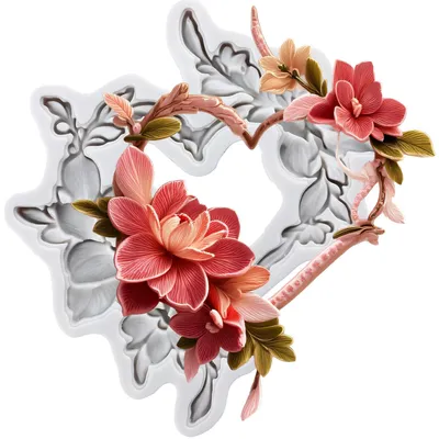Silikonform Blumenkranz, 8,9 cm, Herzform, für Fondant & Schokolade