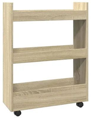Image de vidaXL Chariot de rangement Étroit 3 étagères Chêne Sonoma Bois composite