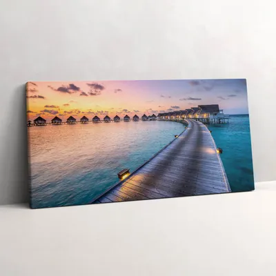 Produktbild von Sonnenuntergang auf den Malediven – Leinwandbild Wandbild – 100x50 cm – Leinwandbilder – Wandbilder – Schlafzimmer – Flur