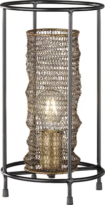 Produktbild von Honsel Tischleuchte schwarz mit Metallgeflecht altmessing, exklusive Flurlampe