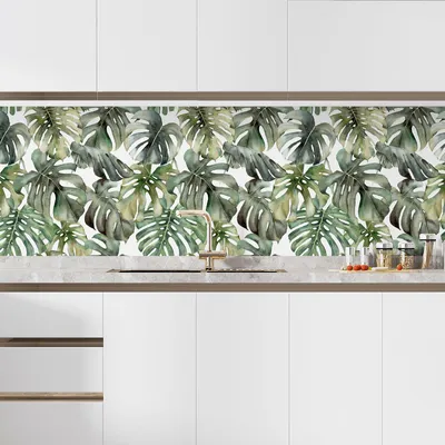 Produktbild von Klebefolie für die Küche – Lumaléa – Tropische Blumen – Klebefolie + MATT-Schutz – 60 x 60 cm