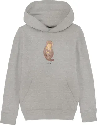 Produktbild von Mr. & Mrs. Panda Kinderpullover Otter Muschel 9-11 Jahre (134/146) - Heather Grey - Geschenk, Pullover, Seeotter, Kapuzenpullover, Motivation, Träumen, Sweater, Süß