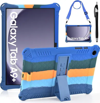 Image de KATUMO Samsung Galaxy Tab A9 Plus 11 pouces étui silicone bleu stylo bandoulière