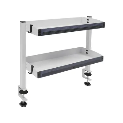 Produktbild von Schreibtischregal mit Klemmvorrichtung  2-stufiges Regal mit verstellbarem Ablagefach