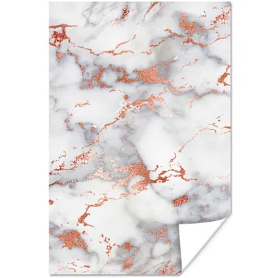 Produktbild von MuchoWow® Poster Marmor - Weiß - Rot 40x60 cm - Plakate für die Wand - Poster Babyzimmer