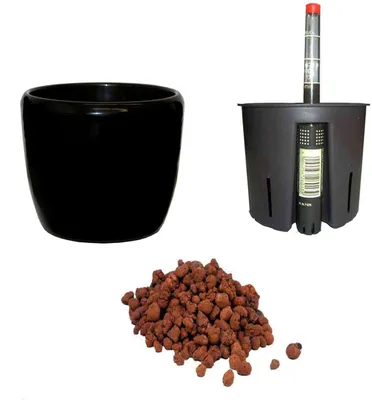 Produktbild von Set4 Blumentopf Venus schwarz 09/07 Ø 11.5cm H 08cm+KT+WA+BT