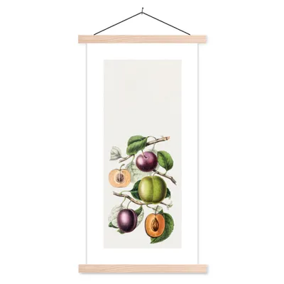 Produktbild von MuchoWow® Textilposter Obst - Lebensmittel - Zweige 40x80 cm mit holzfarbenen Rahmen - Wohnzimmer