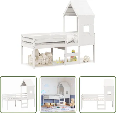 Obrázek produktu pro The Living Store Podkrovní postel se střechou bílá 80x200 cm z masivního borovicového dřeva