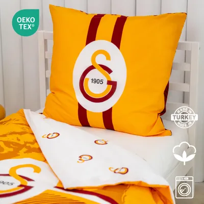 Produktbild von Galatasaray Bettwäsche-Set 2 teilig 135x200 + 80x80 cm, 100% Baumwolle, super weich, doppelseitig, Kinderbettwäsche für Jungen & Mädchen