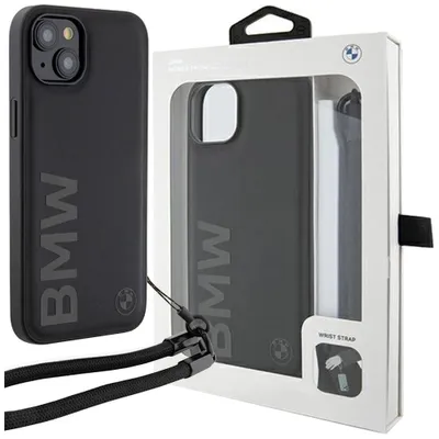 Produktbild von Bmw Signature Leder Wortmarke Schnur Etui Für Iphone 15 / 14 / 13 - Schwarz