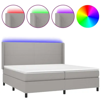 Produktbild von vidaXL Boxspringbett mit Matratze & LED Hellgrau 200x200 cm Stoff