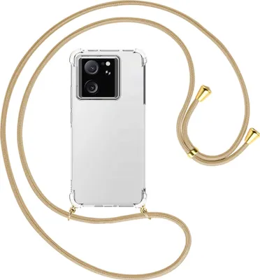 Produktbild von Handykette Backcover-Schutzhülle mit Band (Metall goldfarben) für Xiaomi 13T Pro (6.73'') - caramel